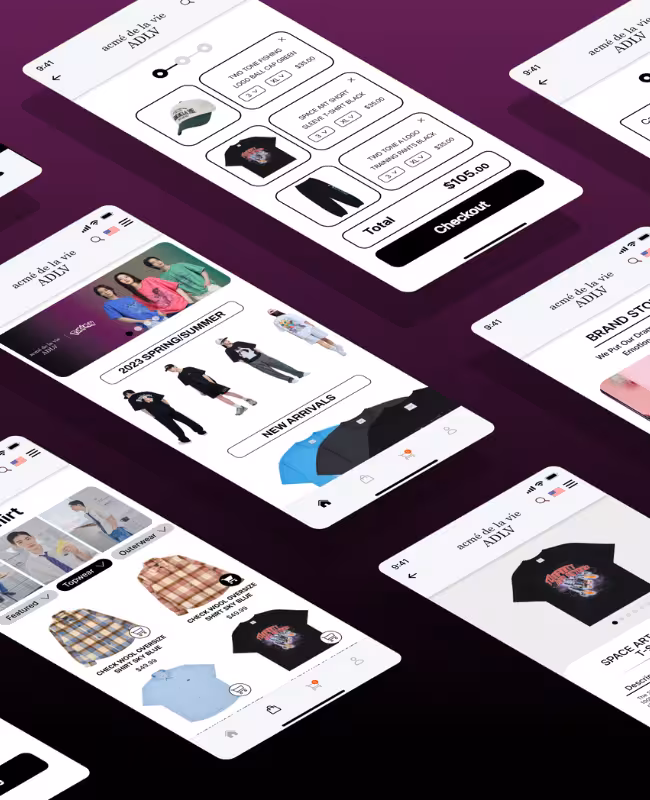 Acme De La Vie App Wireframe